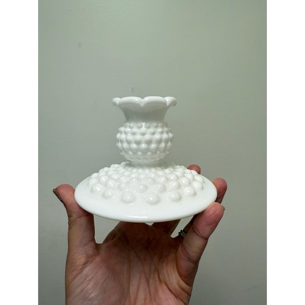 Vintage Fenton Hobnail Glass Candlestick Holder